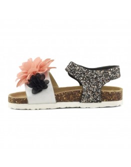 BIO SANDALS WITH GLITTER AND FLOWERS